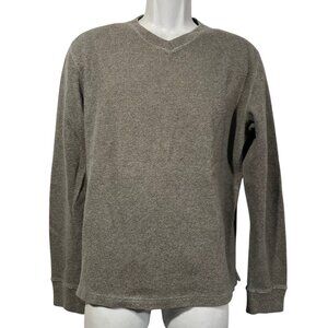 Abercrombie & Fitch Mens Vtg Ribbed Knit Thermal Shirt V Neck Gray Sz L